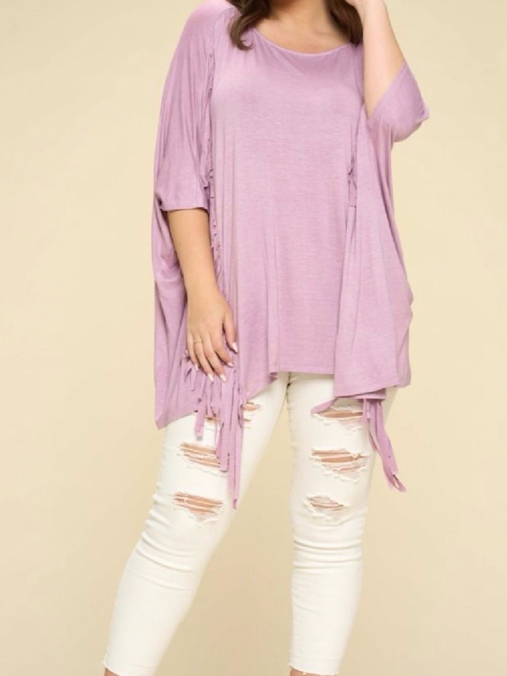 Oddi oversized Lilac Fringe Swing Top — NWT - Picture 3 of 3